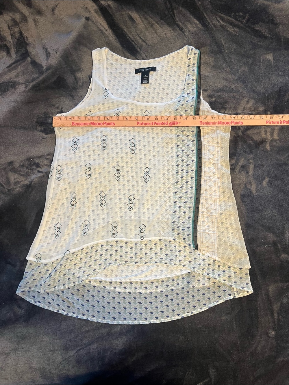 White House Black Market Cream and Light Blue Layered Sleeveless Tank